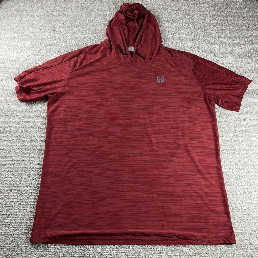 Neleus Lightweight Hooded Athletic T-Shirt Red Men’s Size 3XL